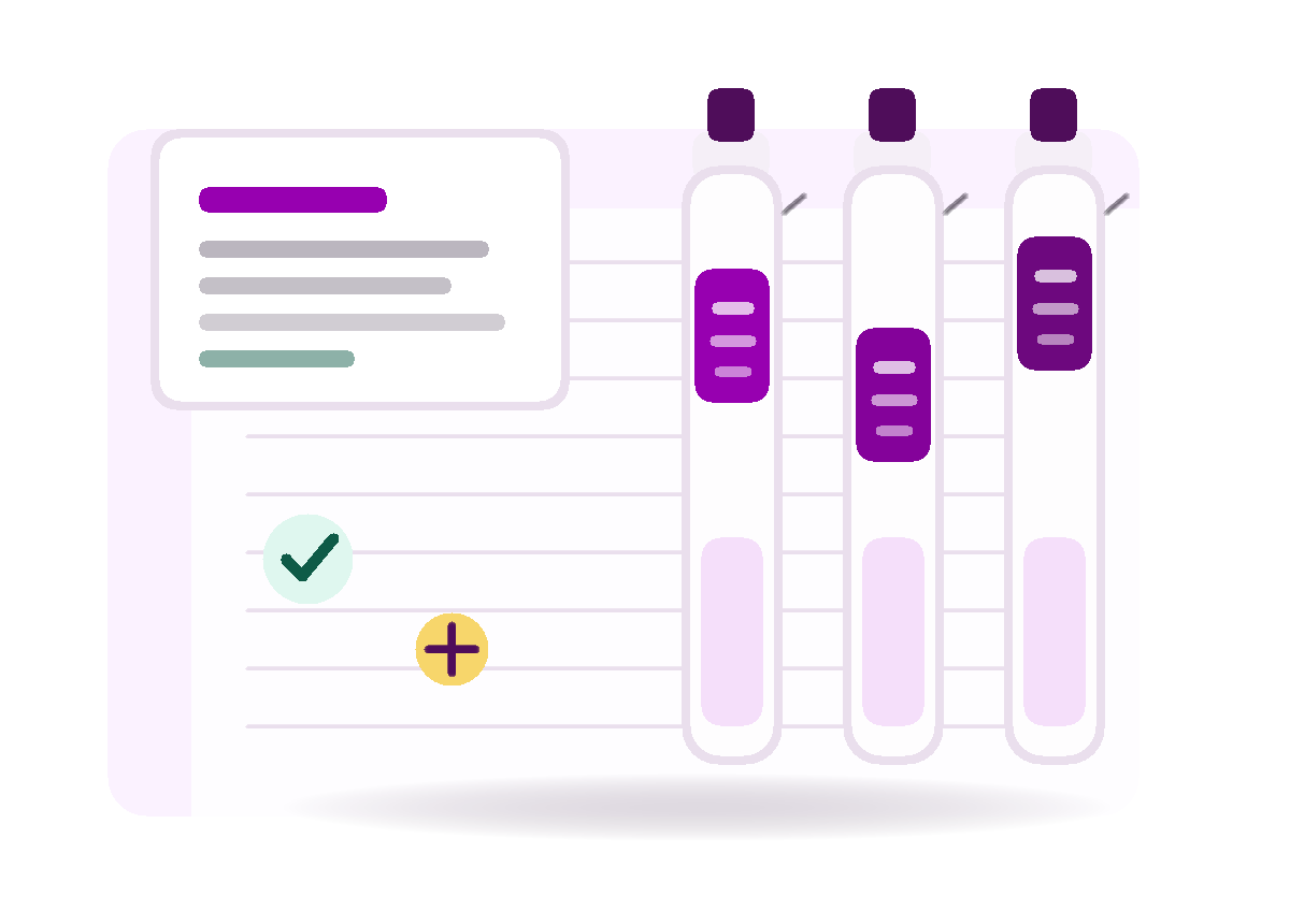 Purple Peptides vials and information cards